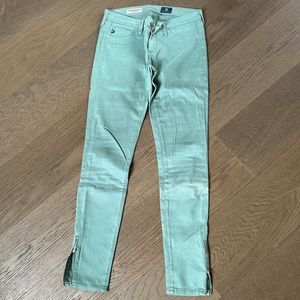 AG jeans sea foam green legging pants with side ankle zip